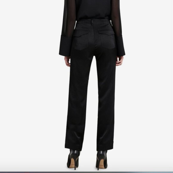 DKNY Satin STRAIGHT-LEG Black DRESS PANTS - Picture 9 of 12